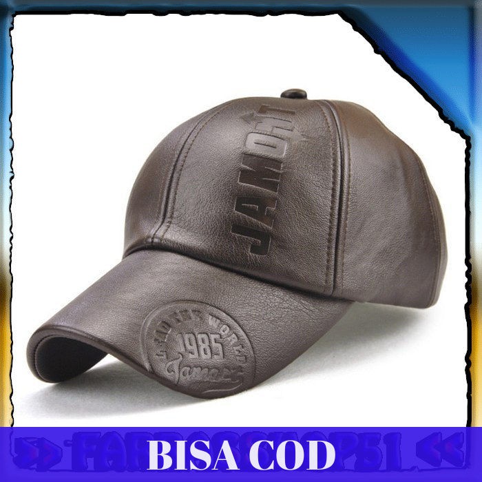 Topi Kulit Baseball Topi pria original Cap import Jamont TK03  Hitam Topi pria original import COD