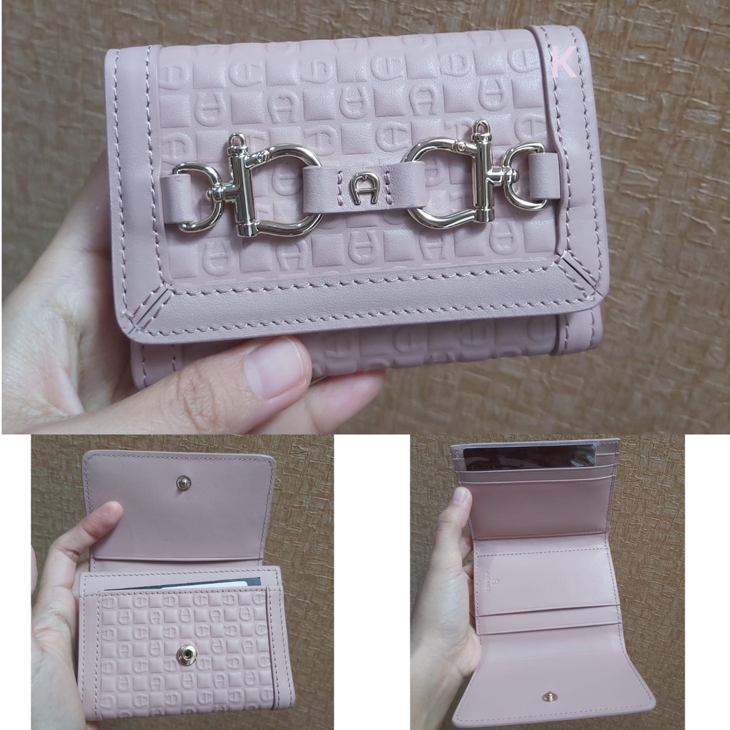 Dompet Kartu Aigner Savona Card Case Nude New Original