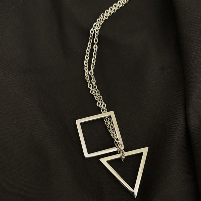 Necklace geometric pendant hip-hop tide simple titanium steel