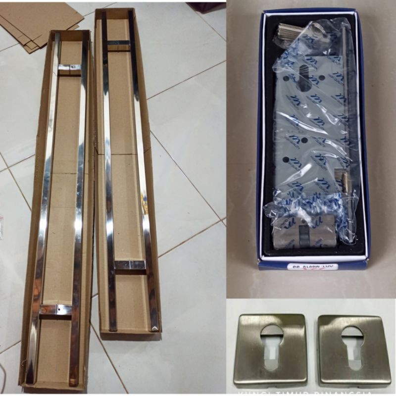 paket handle pintu 180cm baut tembus + bodypelor muller + lubang kunci