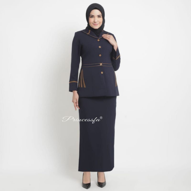 seragam princessfa / seragam biru dongker guru/ setelan tunik celana/ setelan rok span/ navy/ seragam kerja