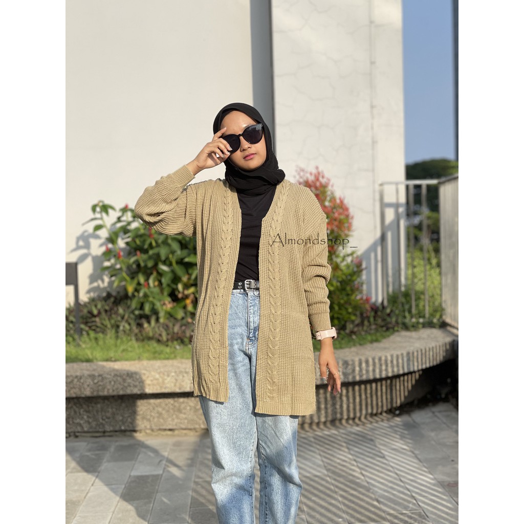 Loretta Cardi / Cardy Cable / Long Oversize Cardigan / Cardigan Wanita Premium