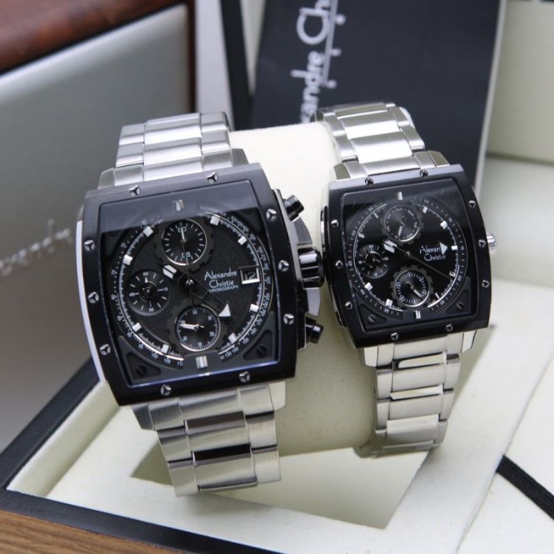 Jam Tangan Couple Alexandre Christie AC 6376 Silver