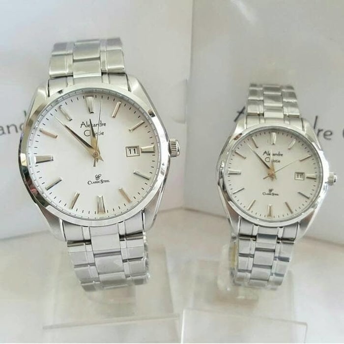 ALEXANDRE CHRISTIE WATCH AC 8515 COUPLE HARGA SATUAN SILVER WHITE ORIGINAL