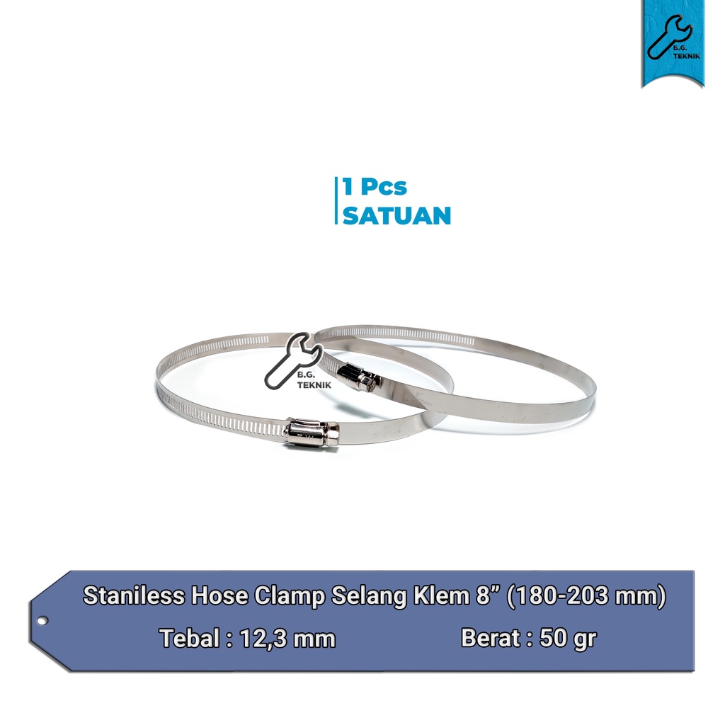 Stainless Hose Clamp Selang Klem 8&quot; (180-203 mm)