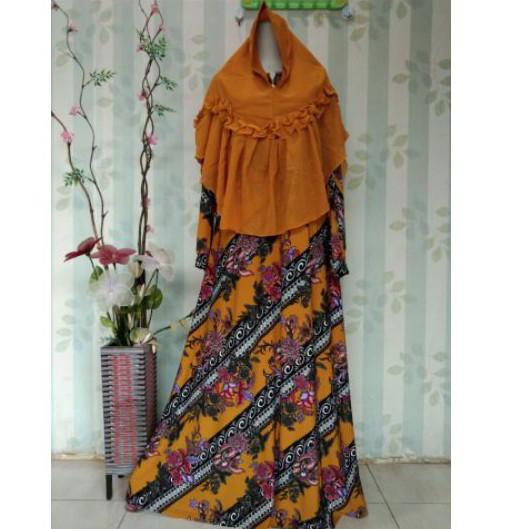 Gamis syar'i 2 layer super jumbo/gamis motif bunga jumbo busui manyung/gamis set khimar super jumbo
