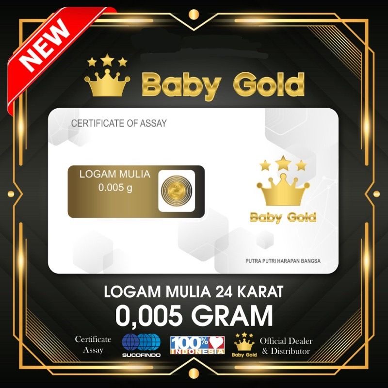 LOGAM MULIA 24 KARAT BABY GOLD 0.005 Gram 100% ORIGINAL