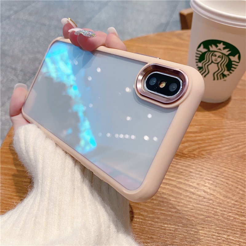 Case Pelindung Lensa Bahan Akrilik Bening Tahan Jatuh Untuk iPhone X XS Max XR 7 Plus 8 Plus 11 Pro Max