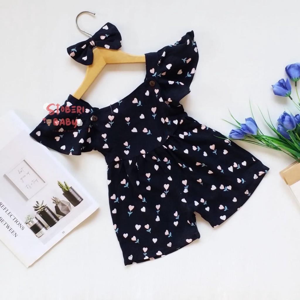 PUNCAK 3.3 stoberi baby -  BBB JUMPSUIT LAURA setelan anak perempuan jumper bayi motif bunga lucu free headband PART 2