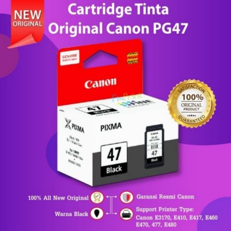 Cartridge Canon PG-47 / PG47 Original for E3170 / E400 / E410 / E417 / E460 /  E470 / E477 / E480