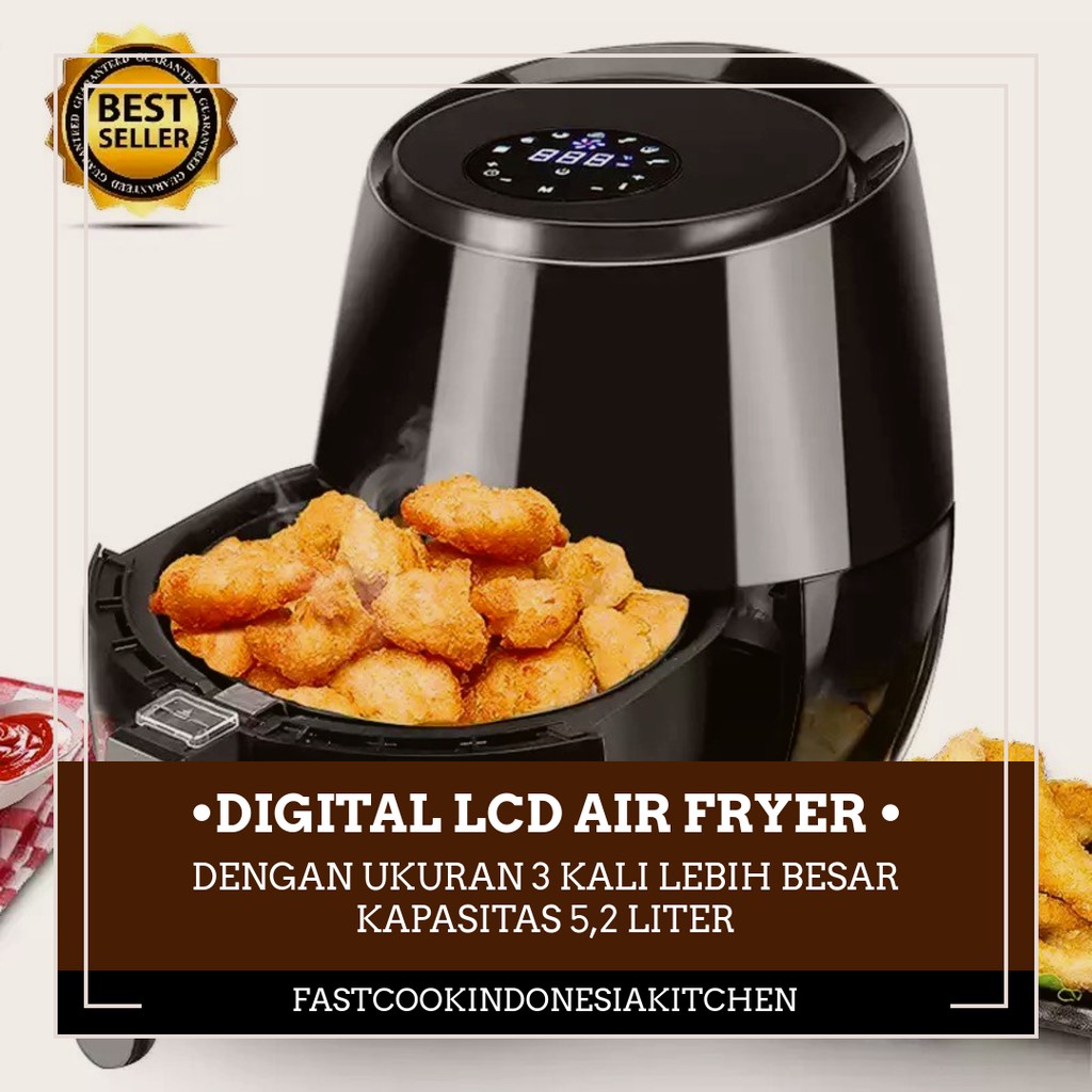 Jual Air Fryer Smart Digital Touchscreen Kapasitas Besar 5,2 Liter | Shopee Indonesia