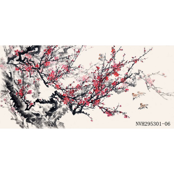 Ready Stok Bagus wallpaper dinding mural motif sakura 6 panel