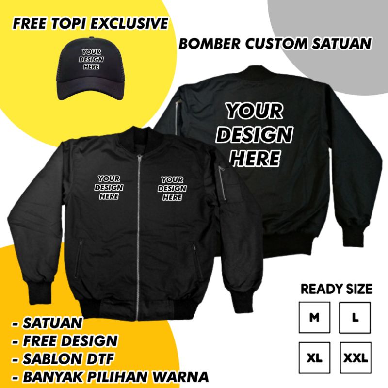 Jaket Bomber Custom Sablon dan bordir Satuan