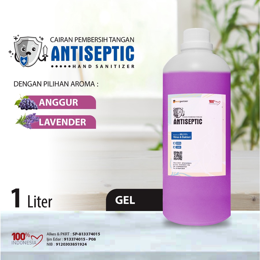 Hand Sanitizer Gel  AntiSeptic Varian Aroma Segar 1 Liter / Varian Aroma Buah 1 Liter Random Jerigen/Botol