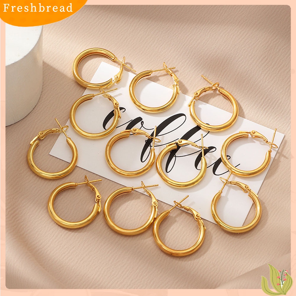 Terlaris 12Pcs/Set Fashion Women Circle Dangle Hoop Earrings Piercing Party Jewelry Gift