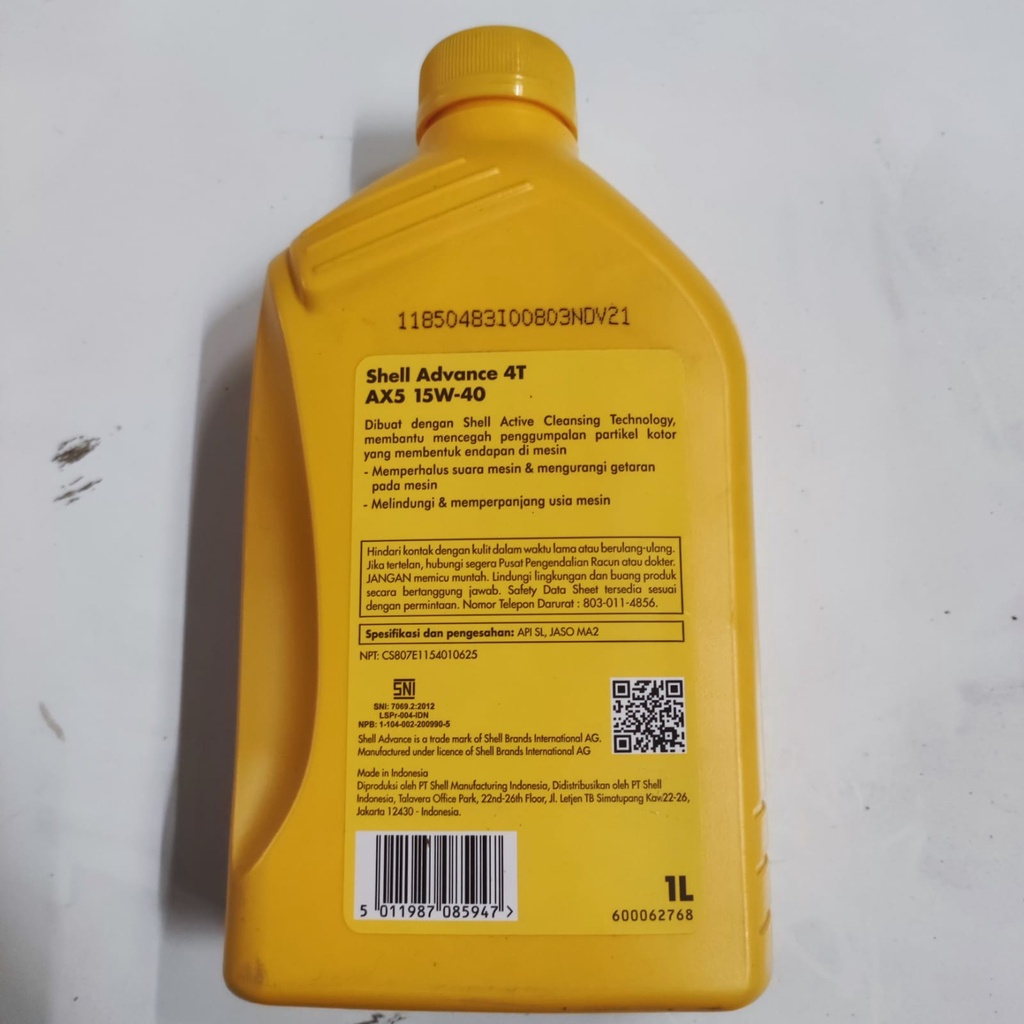 Oli Shell Advance AX5 15W40 1 Liter