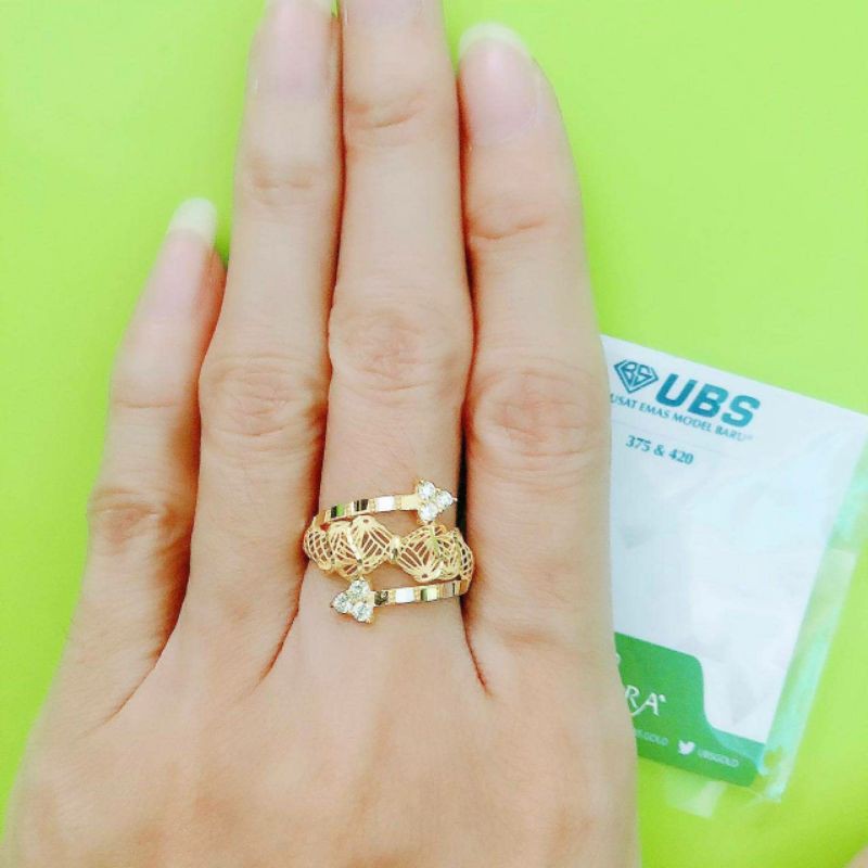 Cincin pita kerawang kadar 375 UBS