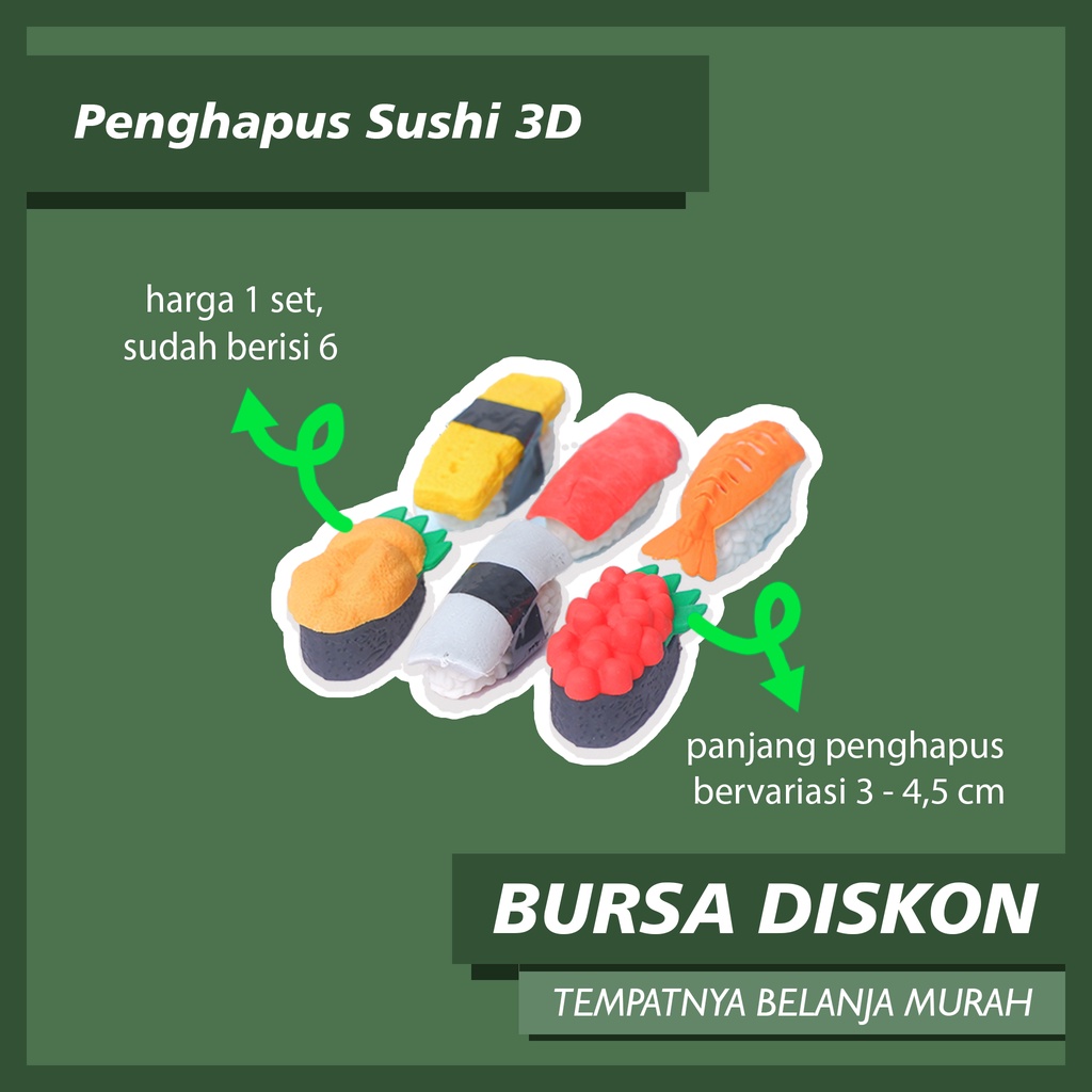 

Penghapus Sushi Eraser Food Karet Hapusan Stip Setip Nigiri