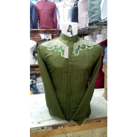 Baju koko pria muslim warna hijau// koko