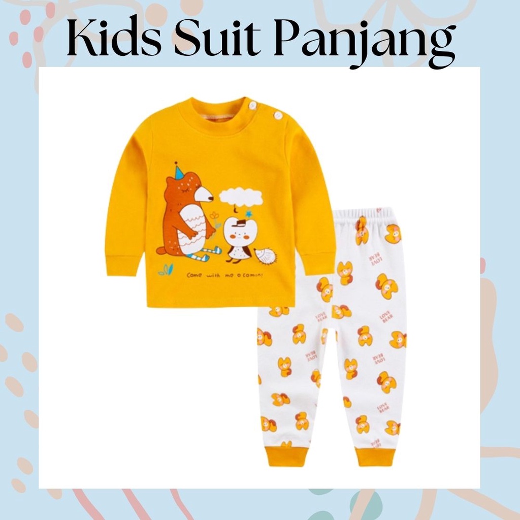 LittleAaron KIDS SUIT PANJANG Setelan Anak Bahan Kaos Lengan + Celana Berkualitas Import cewek cowok NEW1