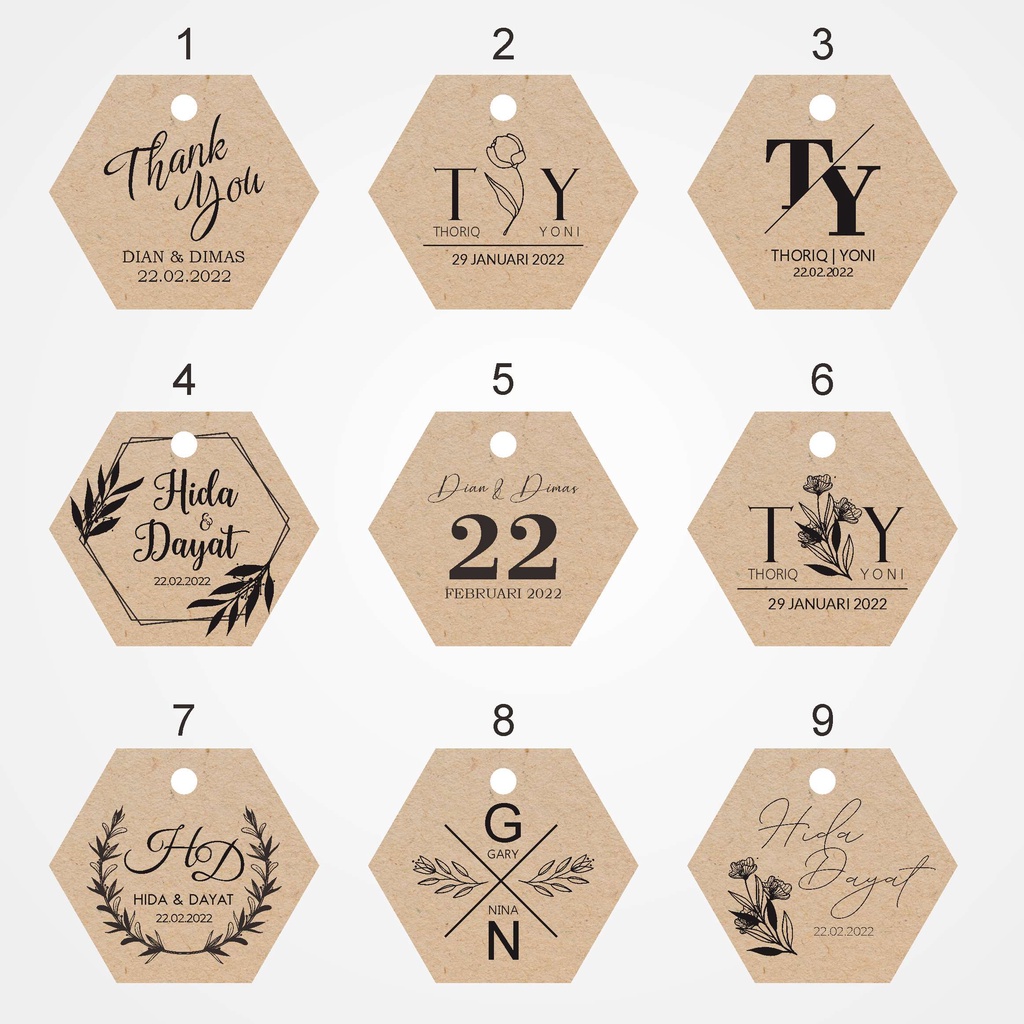 

Label Souvenir Rustic / Hang tag Hexagon isi 100 pcs