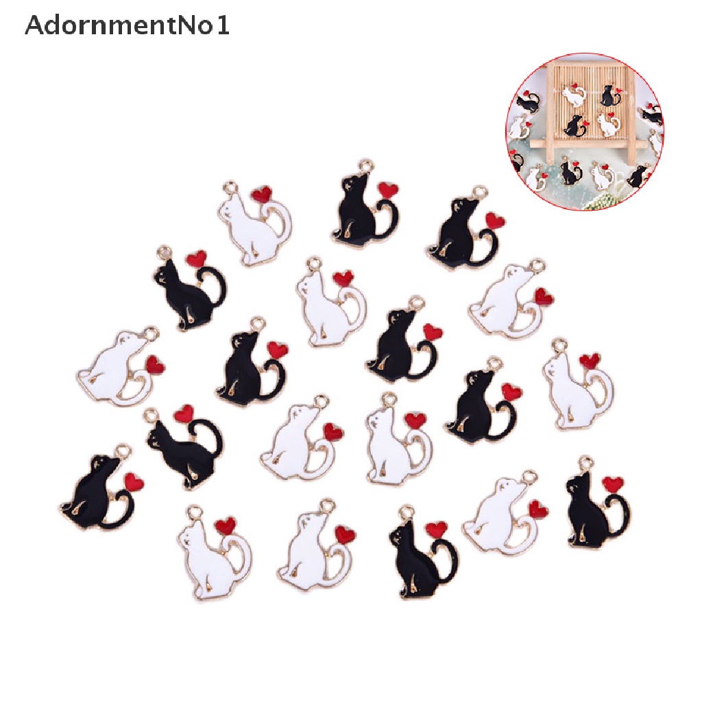 (AdornmentNo1) 10pcs / Set Liontin Bentuk Kucing / Hati Bahan Alloy Untuk Kerajinan Tangan DIY