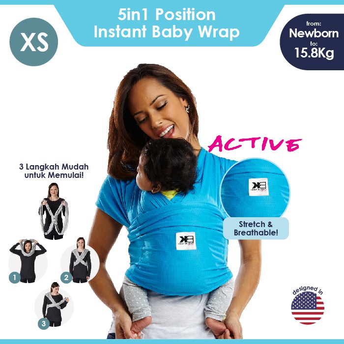 Baby K'tan Baby Carrier - Active - Ocean Blue