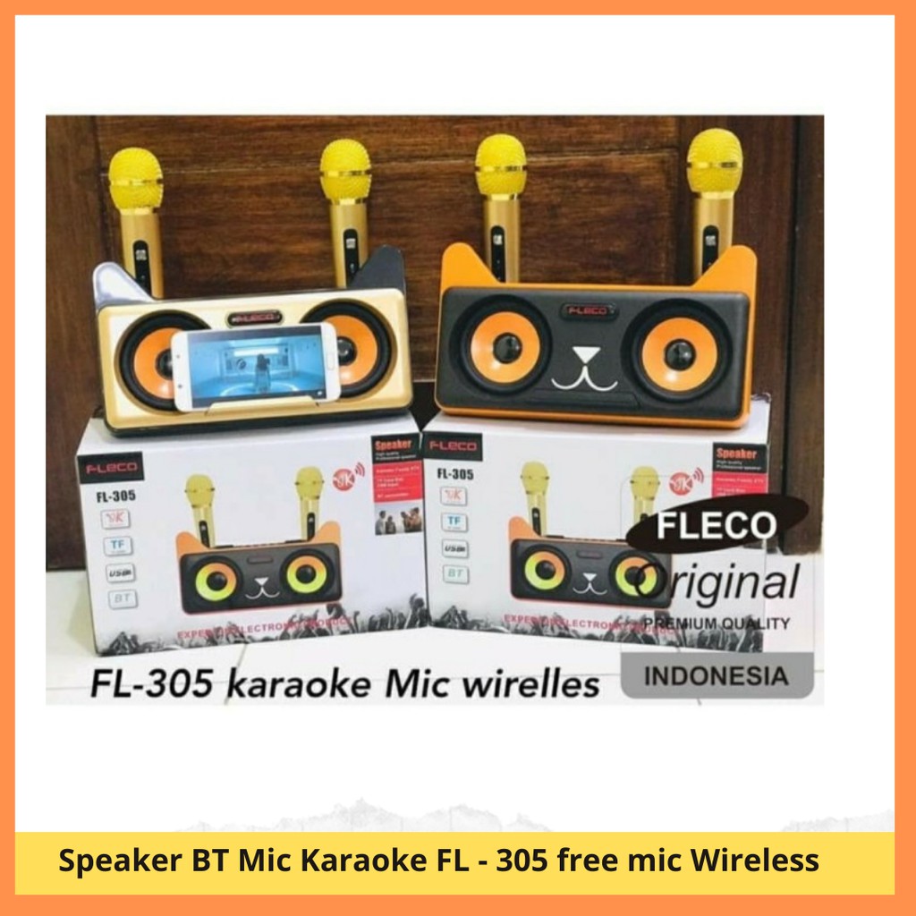 PROMO Speaker Portable FLECO 12 inch Bluetooth Karaoke Free 2 Mic Wireless salon Spiker Speker H5U