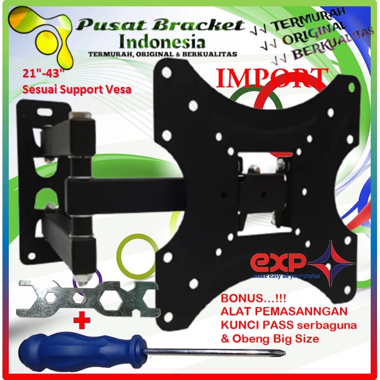 Bracket TV CHANGHONG 14 s/d 43 inch 6 ARAH FULL BESI SUPER KOKOH GARANSI 100% ORI