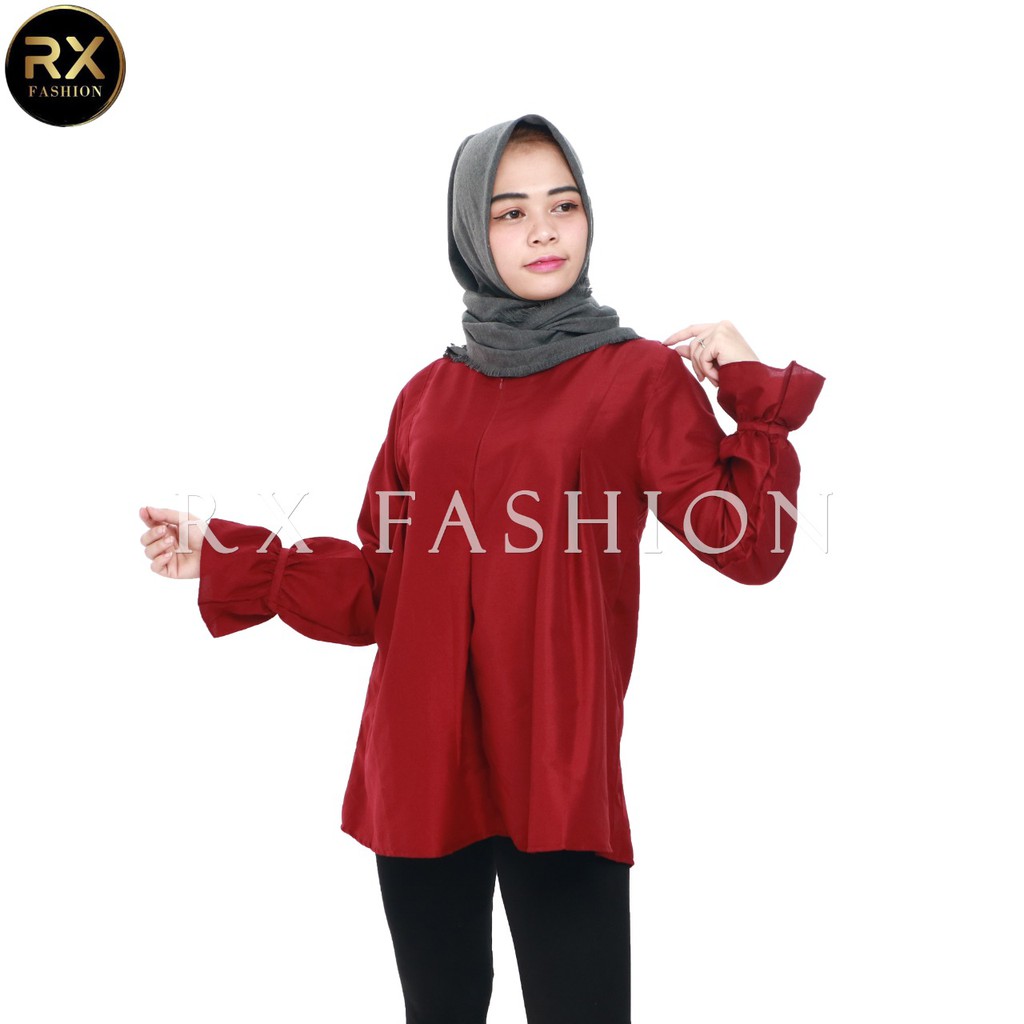 RX FASHION LINDSAY BLOUSE WANITA TERBARU BAHAN WOLFIS UKURAN ALLSIZE FIT L 1R