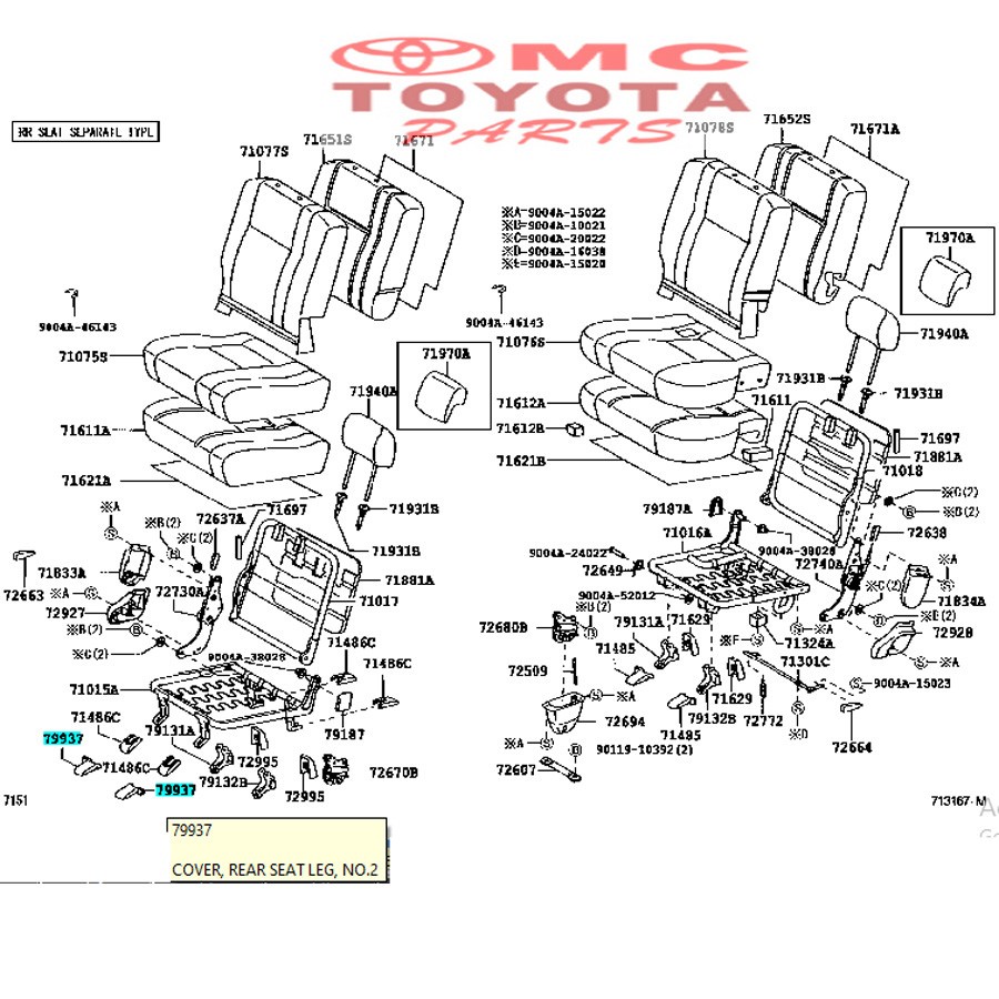 Tutup Cover Baut Kaki Jok Tengah Kanan Avanza Xenia 79937-BZ010-E0