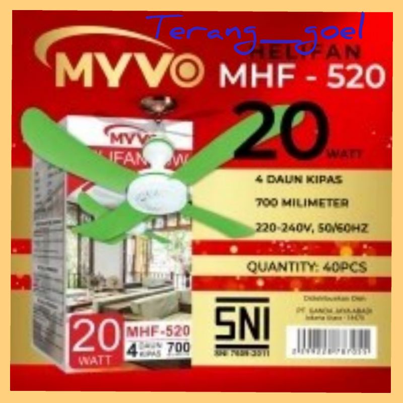 Kipas Angin Gantung 20 Watt MYVO MHF - 520 4 Baling / Kipas Baling - Baling / Heli Fan MYVO 20 Watt