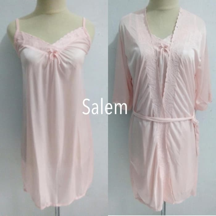 COXce piyama baju tidur dewasa wanita kimono 2in1 cantik sexy sleepwear - Ungu