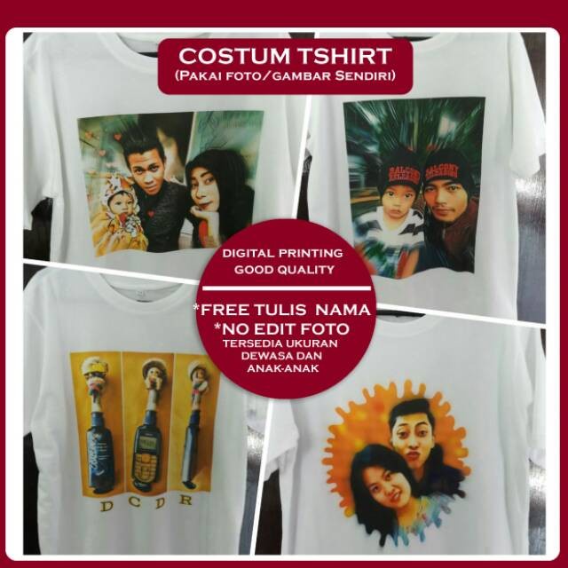 KAOS BAJU TERBAIK FOTO SENDIRI GAMBAR COUPLE POLOS CUSTOM ANAK DEWASA / T-SHIRT TERBAIK FOTO SENDIRI