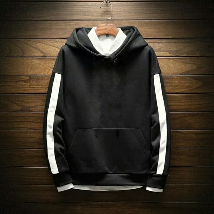 Sweater Hoodie Jumper Polos Hitam Liss Putih / Jaket Korea