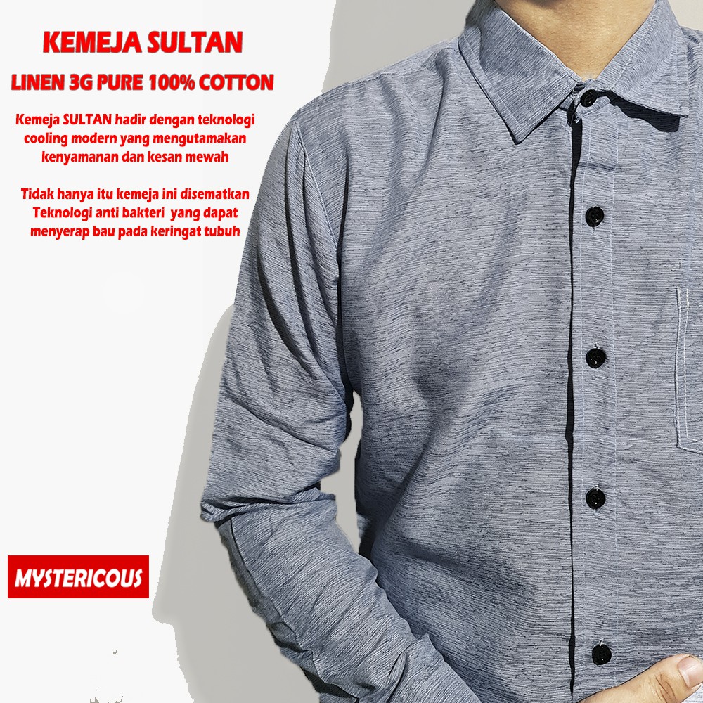 Kemeja Pria Lengan Panjang model SULTAN by Mystericous - Blue