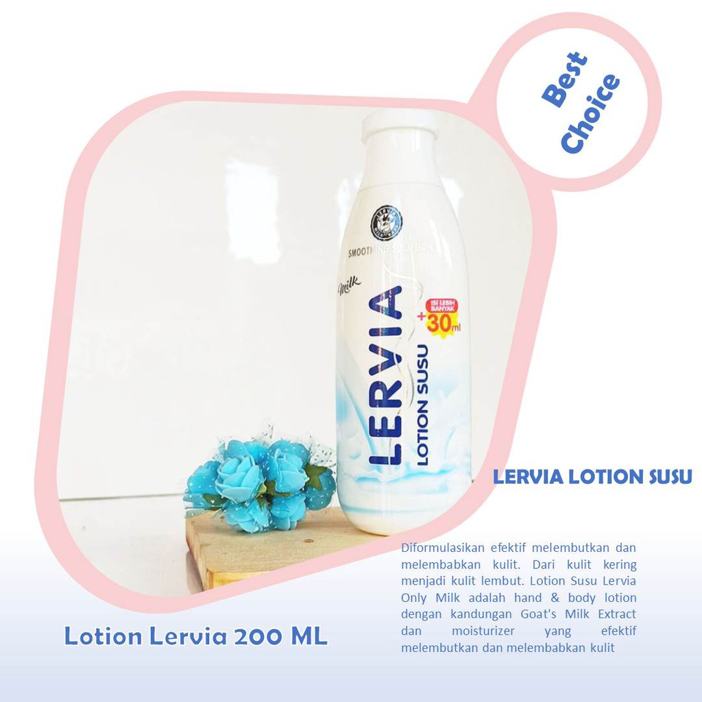 Lervia Lotion Susu 200 Ml +30 Ml isi Lebih Banyak Losion Lervia Susu Madu dan Apukat