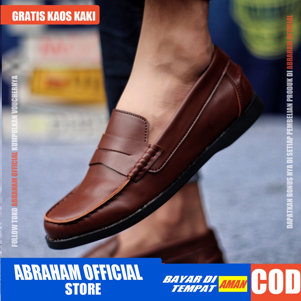 ABRHM x ZAPATO Sepatu Slip On Kasual Pria Sepatu Casual Pria Kulit Pu Original Sepatu Pria Casual Cowok/Cowo