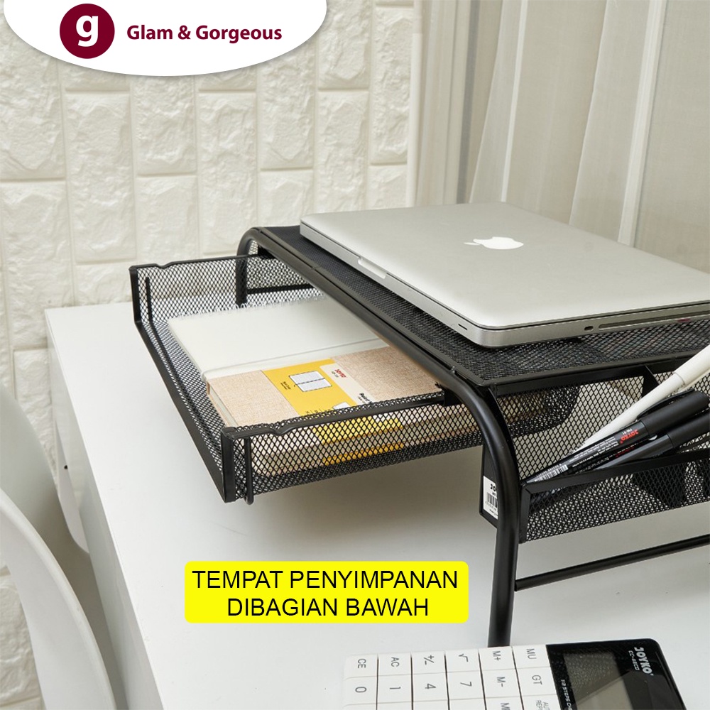 Meja Laptop Portable Rak Minimalis Logam Dekstop Penyimpanan RM011