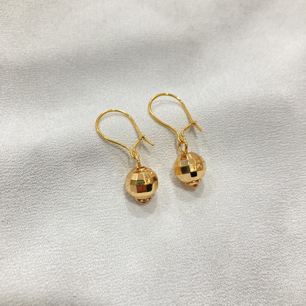 Anting Gantung Bola Kerawang Lapis Emas - Yaxiya Jewelry-C
