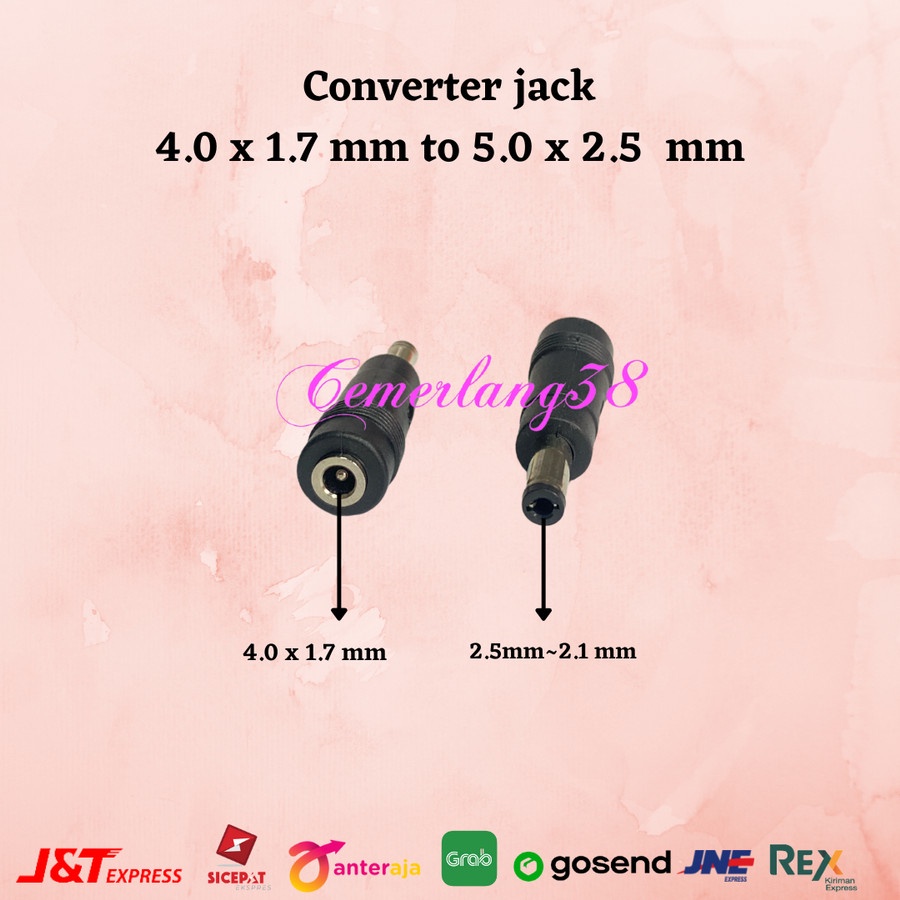 Sambungan Jack DC (K-B) 4.0 x 1.7 mm to 5.0 x 2.5 mm/Female to Male