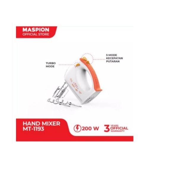 Maspion Hand Mixer / Mixer Tangan MT-1193 Pencampur Pengaduk Adonan