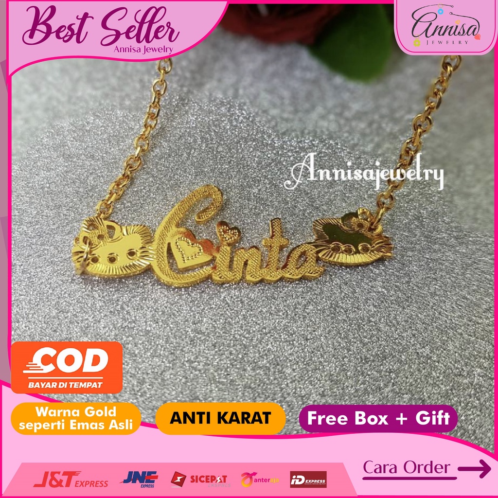 Kalung Nama Hellokitty grafir Love