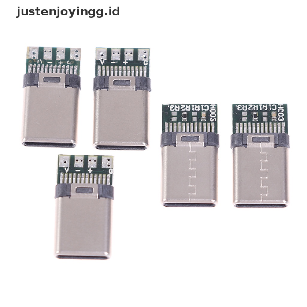 【justenjoyingg.id】 5/10Pcs USB 3.1 Type C Male DIY Solder Cable Plug Connector Socket PC Board .