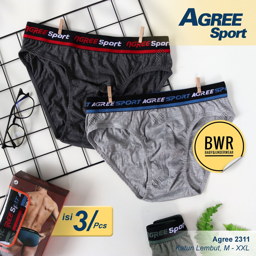 [ 3pc ] AGREE | CD AGREE 2311 | Celana Dalam Sempak Pria Dewasa 2311 Karet Boxer Lembut