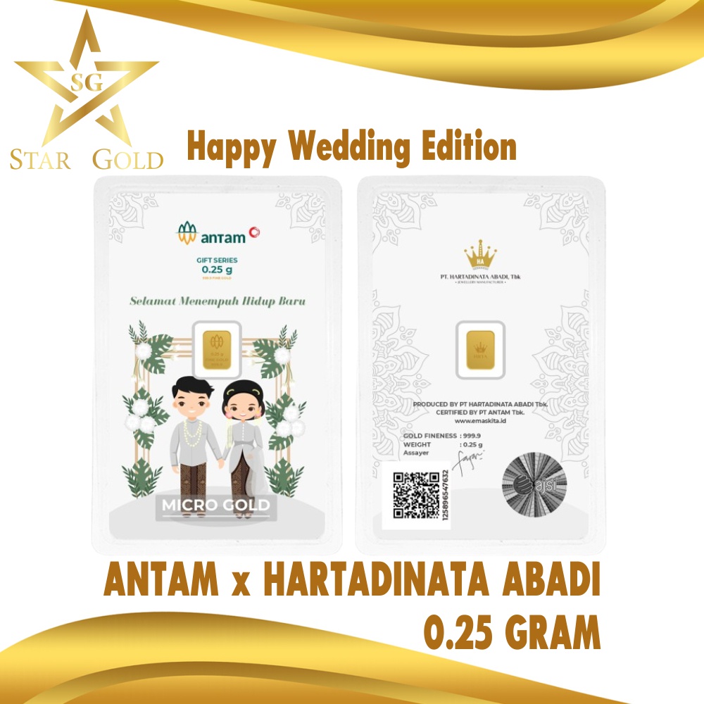 Star Gold Logam Mulia Micro Gold Antam Hartadinata 0.25 Gram Wedding Tradisional Series
