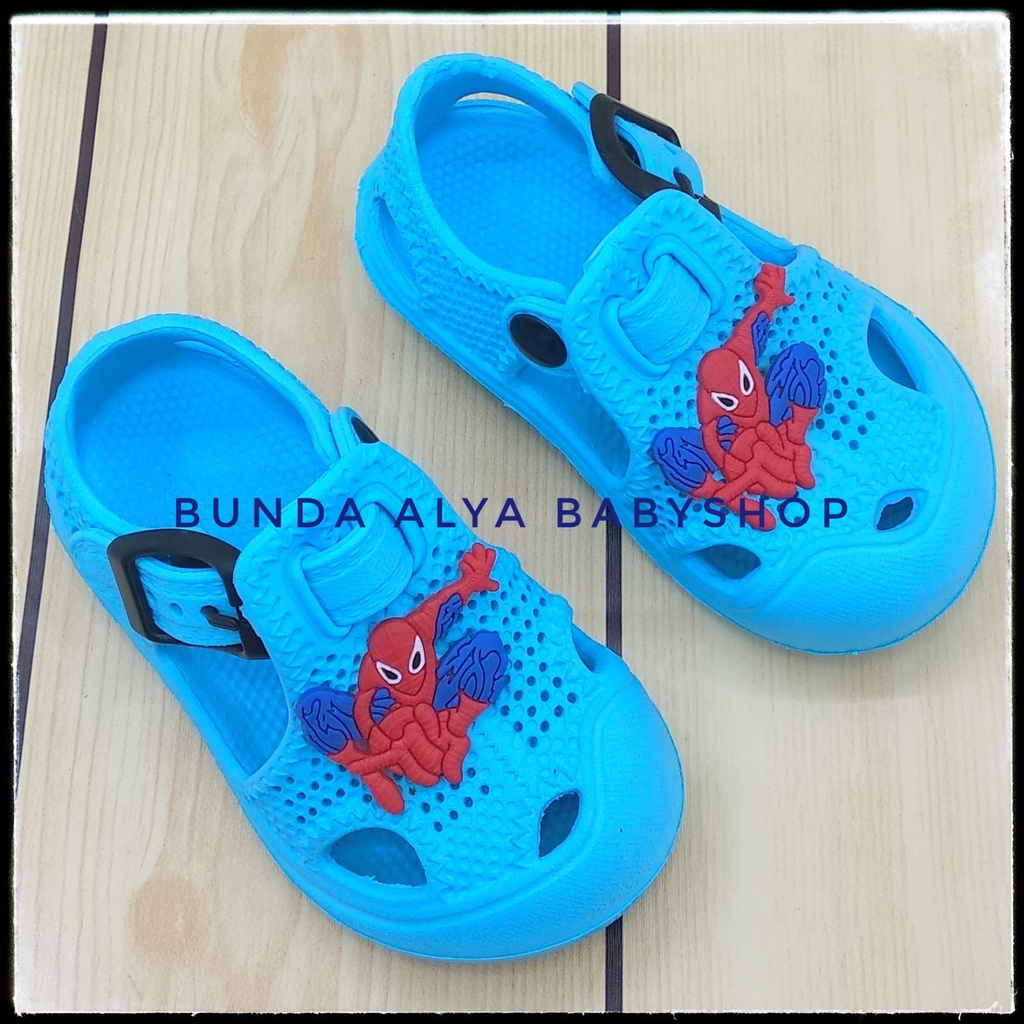 Sendal Anak Laki Laki Usia 6 Bulan 1 2 Tahun Motif Kartun BIRU Lucu Alas Karet Anti Licin - Sepatu Sandal Anak Cowok Karet Anti Licin