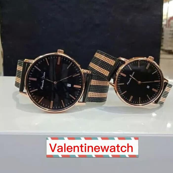 Sale JAM TANGAN COUPLE ALEXANDRE CHRISTIE AC 8582 BLACK ROSE GOLD ORIGINAL Murah