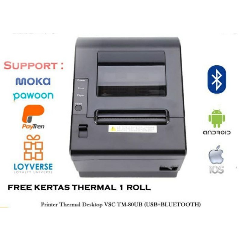 PRINTER THERMAL BLUETOOTH VSC TM-80 SUPPORT STRUK MOKA QASIR AUTOCUT