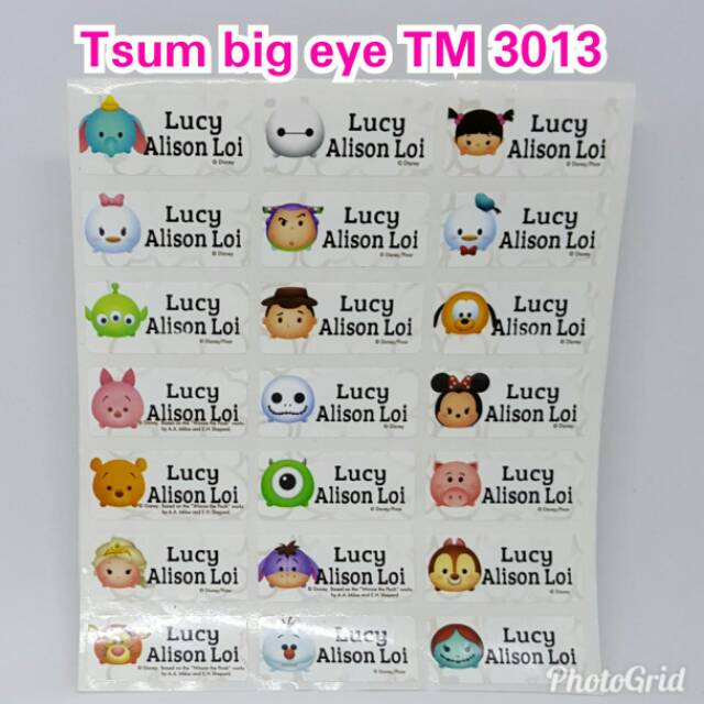 

Label nama sticker waterproof premium Tsum Tsum Ori size M.